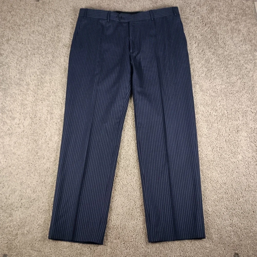 CORNELIANI Mantua Suit Super 130's 42R 36W Virgin Wool Navy Blue Pinstripe - Picture 14 of 16